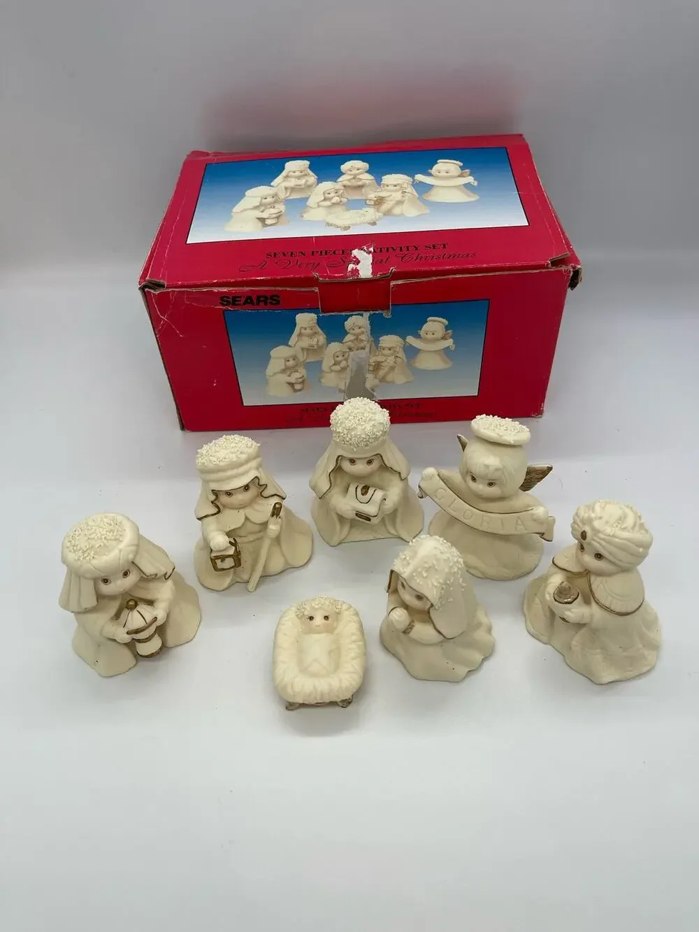 Vintage Sears A Very Special Christmas 7 Piece Nativity Set with Box